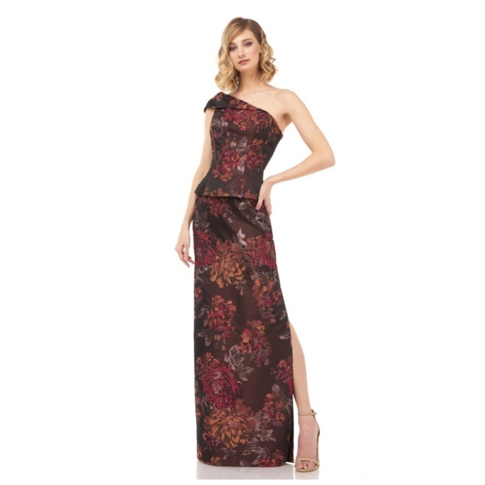 Kay Unger Floral One-Shoulder Dress Sz 14